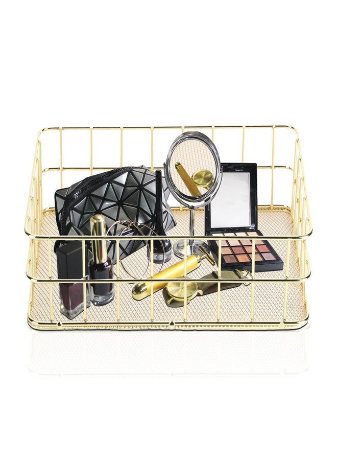 Jwthee Gold Wire Basket, Small Gold Baskets for Organizing, Wire Mesh Storage Bin for Organizing - Image 1